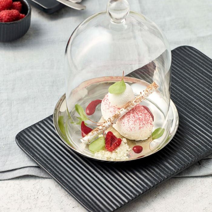 NARA Platter rectangular relief black 30x18cm