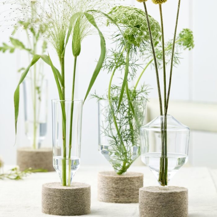 Vase breit kleine Öffnung mit Filzsockel