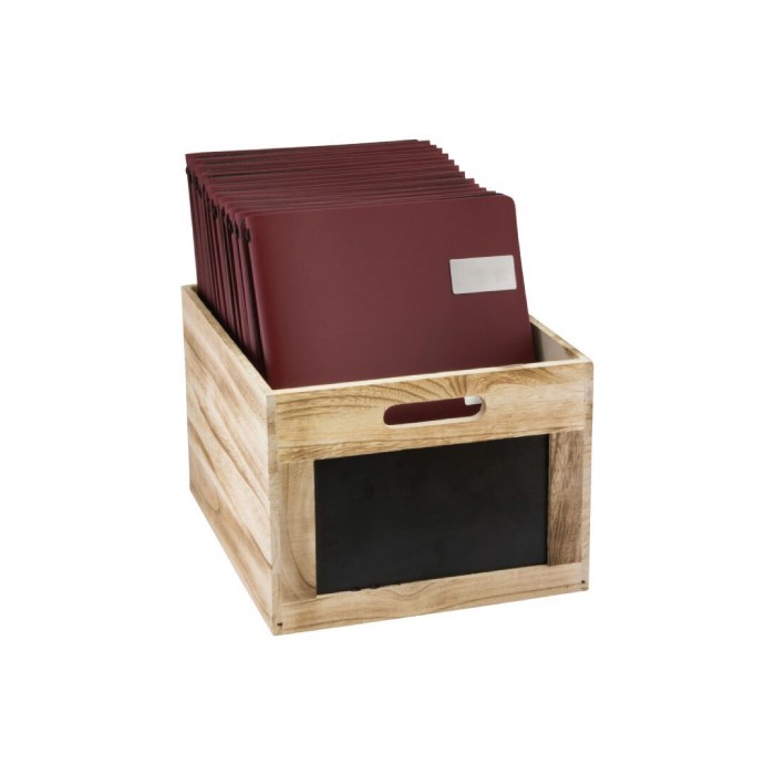 box dřevěný s popisovacími tabulkami 21x35x28,3 cm
