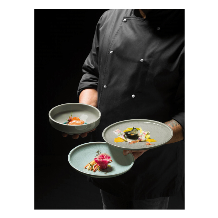Shiro Glaze Plate deep round coupe structure FROST 28cm