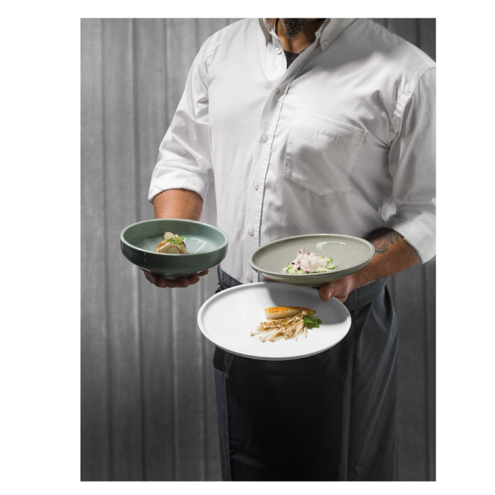 Shiro Plate flat round coupe structure 26cm