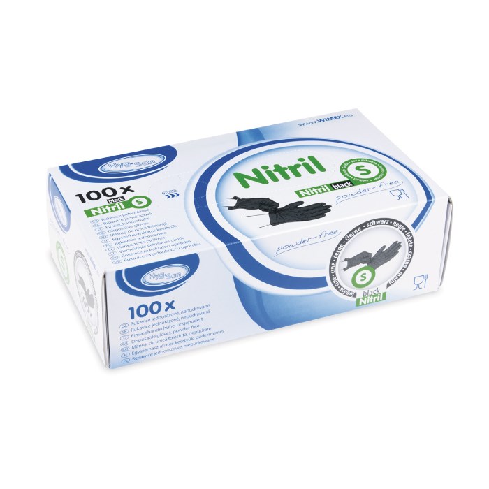 rukavice velikost S 100 ks nitrilové černé, nepudrované