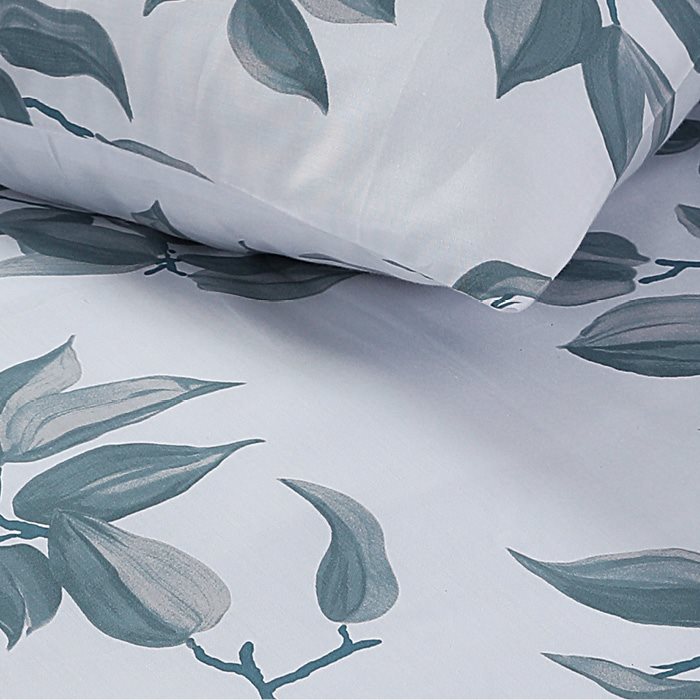 souprava ložní Premium 140x200+70x90 cm bílá, zelené listy