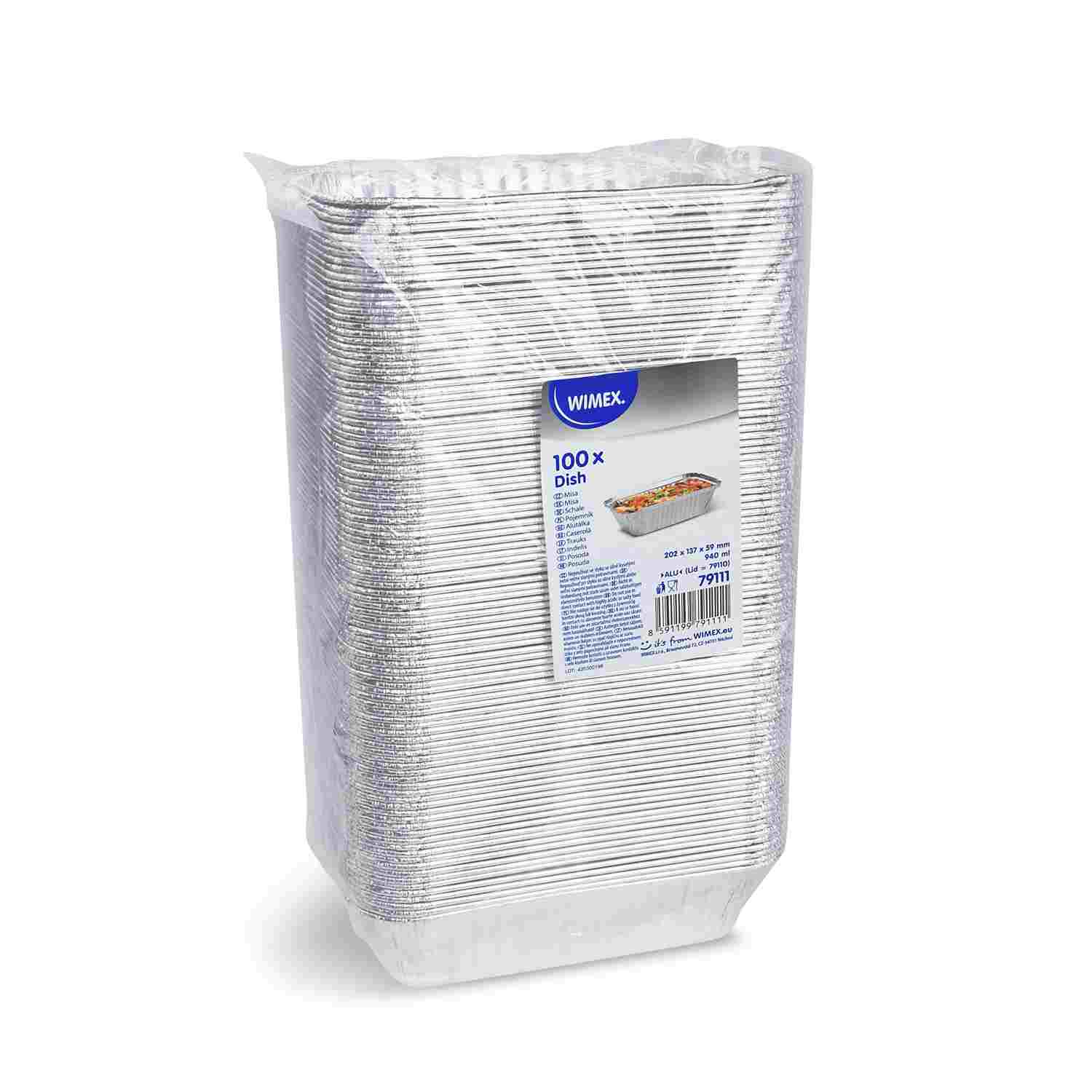 dish rectangular 202 x 137 x 59 mm, 940 ml, 100 pcs (ALU)