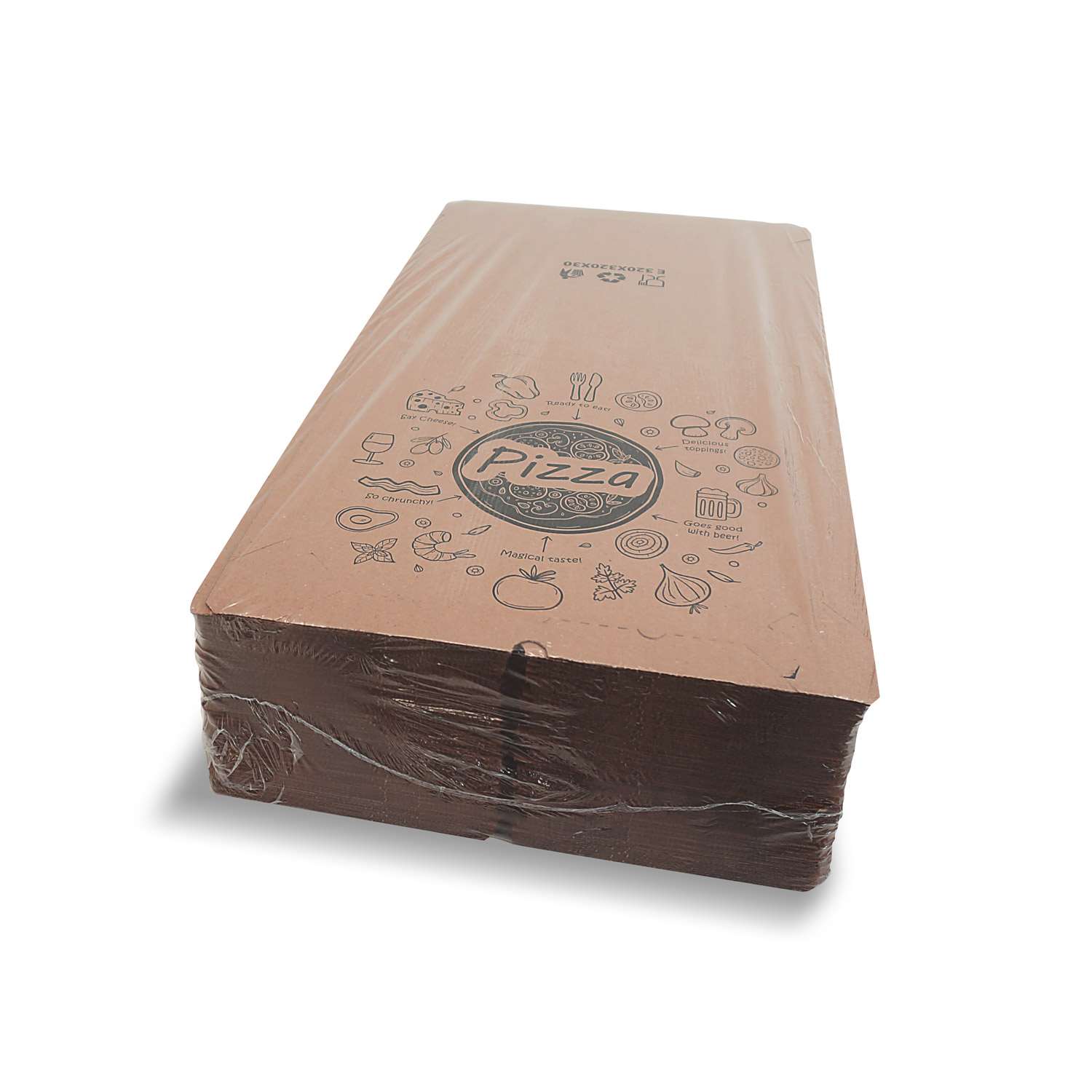 pizza box 32x32x3 cm craft brown printed 100 pcs