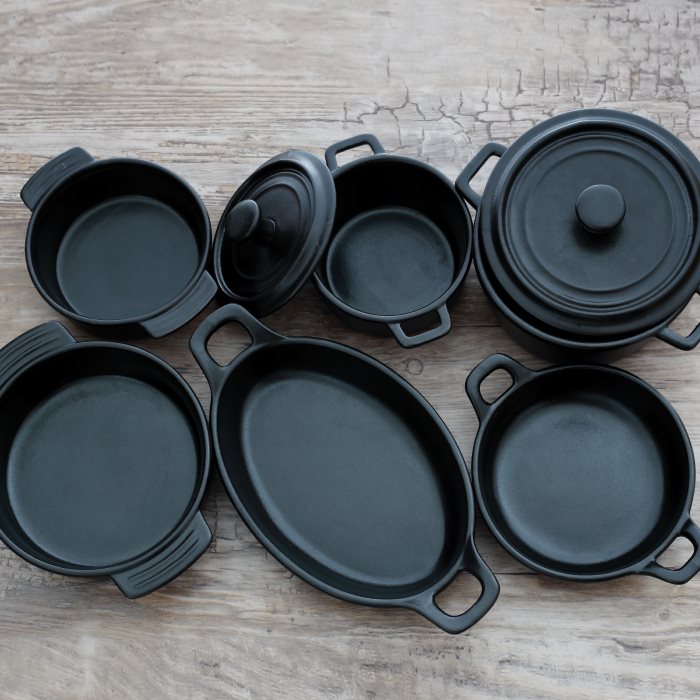 bowl oval 18 cm with handles 320ml porcelain look cast iron