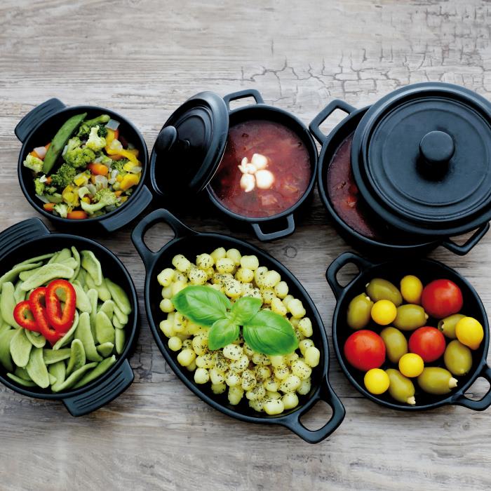 saucepan low 11cm, 220ml porcelain look cast iron