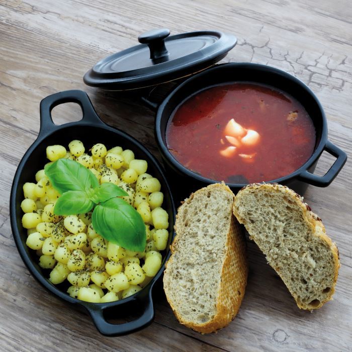 saucepan with lid 13,5cm 500ml porcelain look cast iron