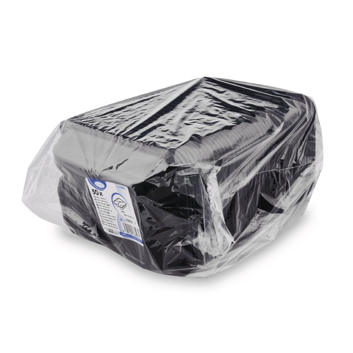miska zatavovací 227x178x50mm, 50ks 3-dílná černá (PP)