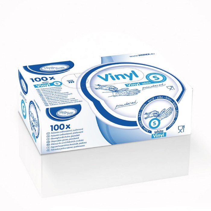Vinyl gloves white, powdered