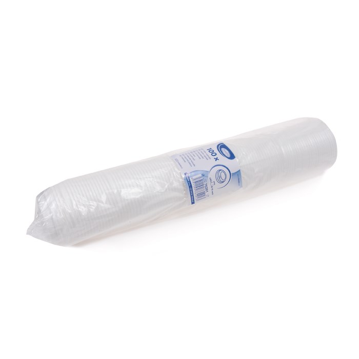 convex lid white for paper cups diameter 73mm 100pcs (PS)