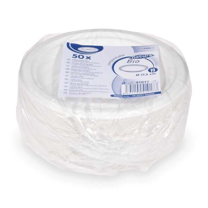 tanier okrúhly BIO cukrová trstina O 17,5 cm 50 ks